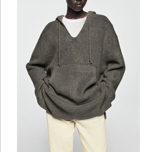 ZARA HOODED KNIT SWEATER - Picture 3 of 6